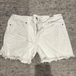 Seven7 Women's White Frayed Hem Jean Shorts